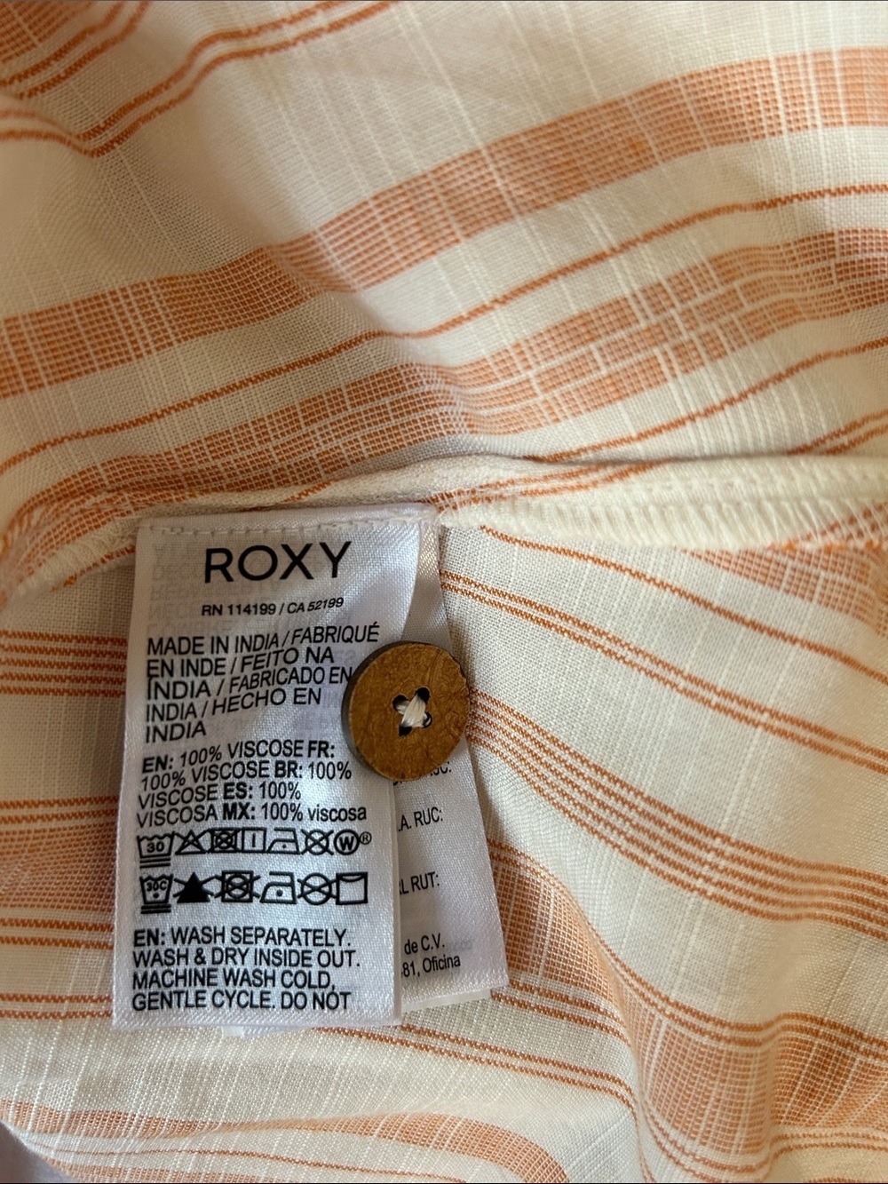 Roxy Peach and White Striped Button-Front Midi Dress size XS - Picture 11 of 11